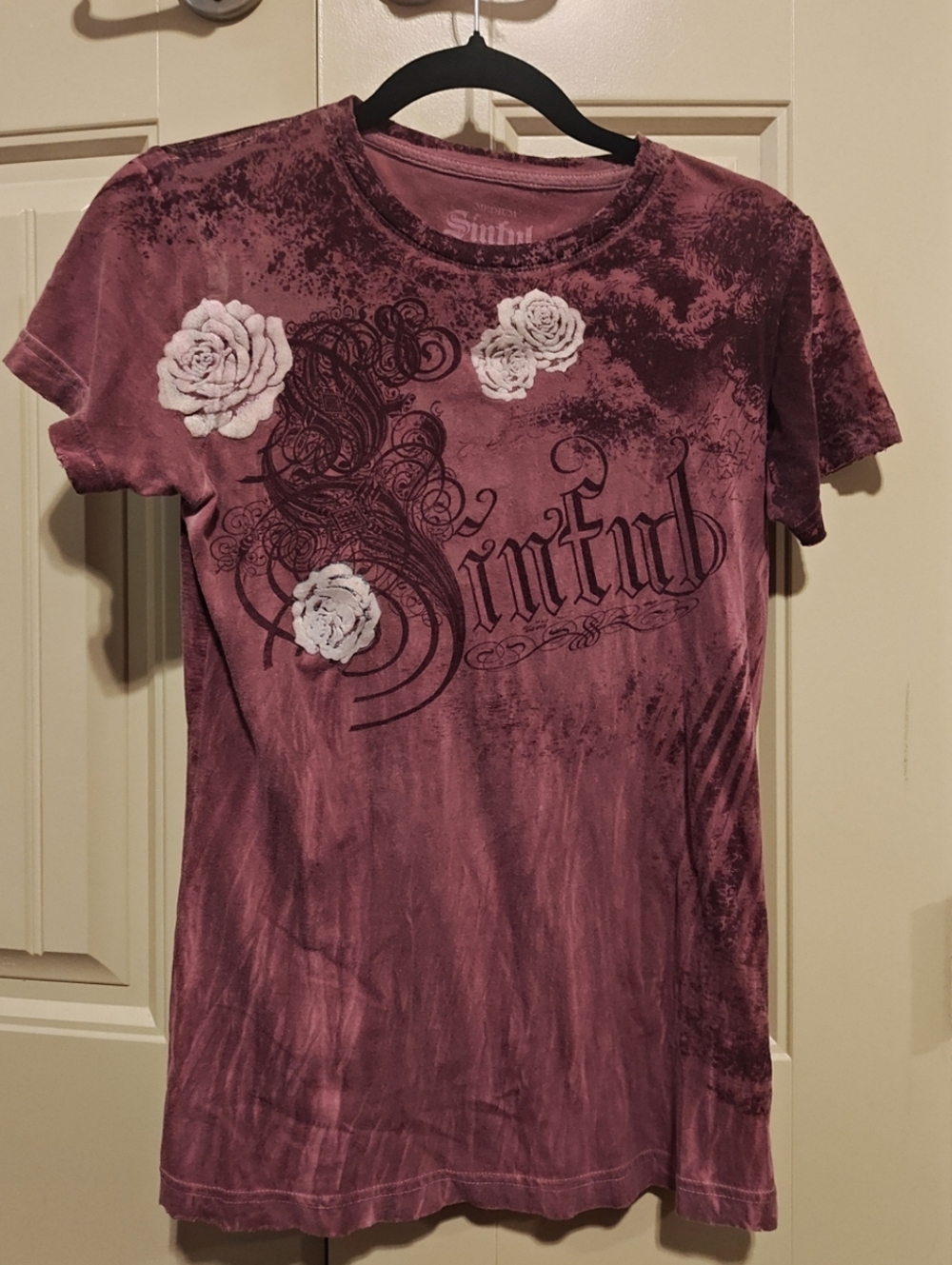 RARE 🌹 Rose Covered Vintage Sinful Shirt 100% Cotton Size Medium Pls Read Desp